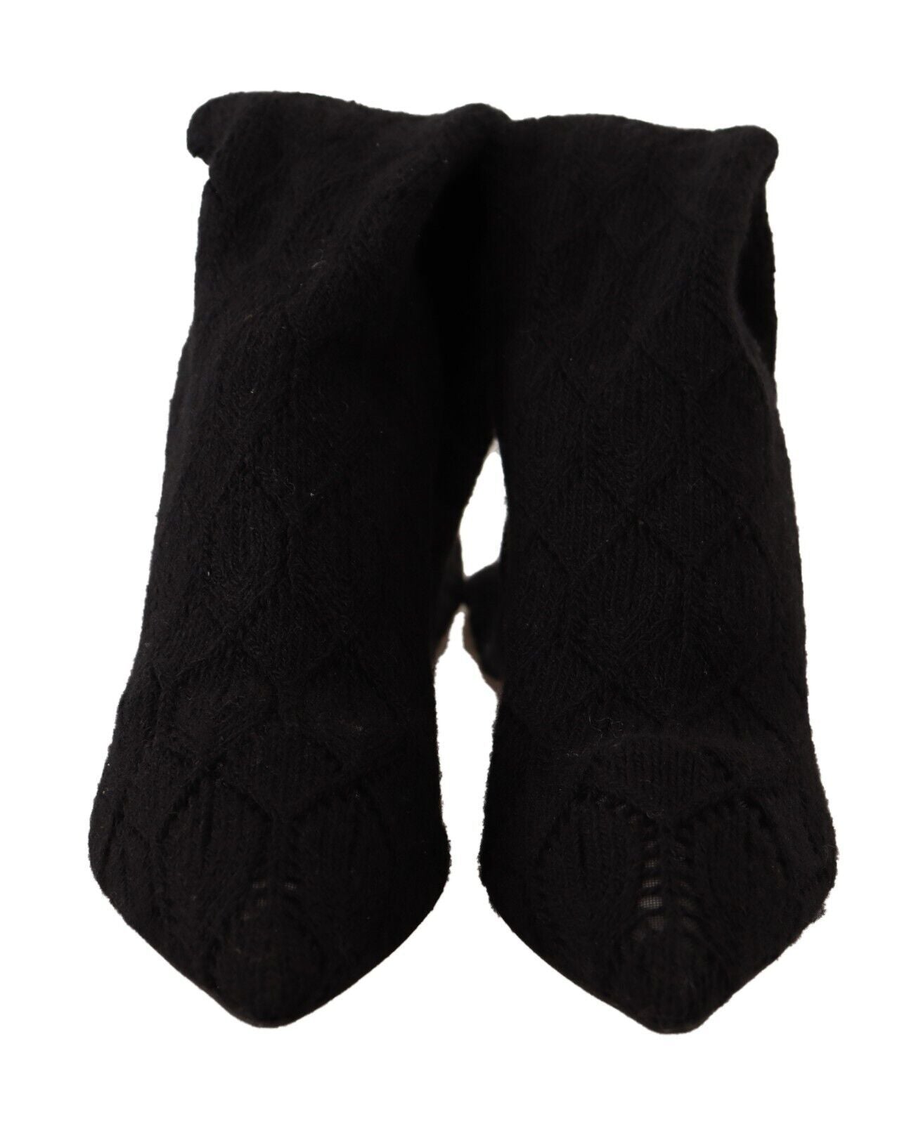 Dolce &amp; Gabbana Schwarze Stretch-Socken, kniehohe Stiefeletten, Schuhe