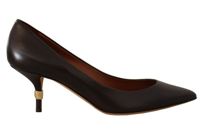 Dolce &amp; Gabbana Braune Kitten-Pumps mit mittlerem Absatz aus Leder