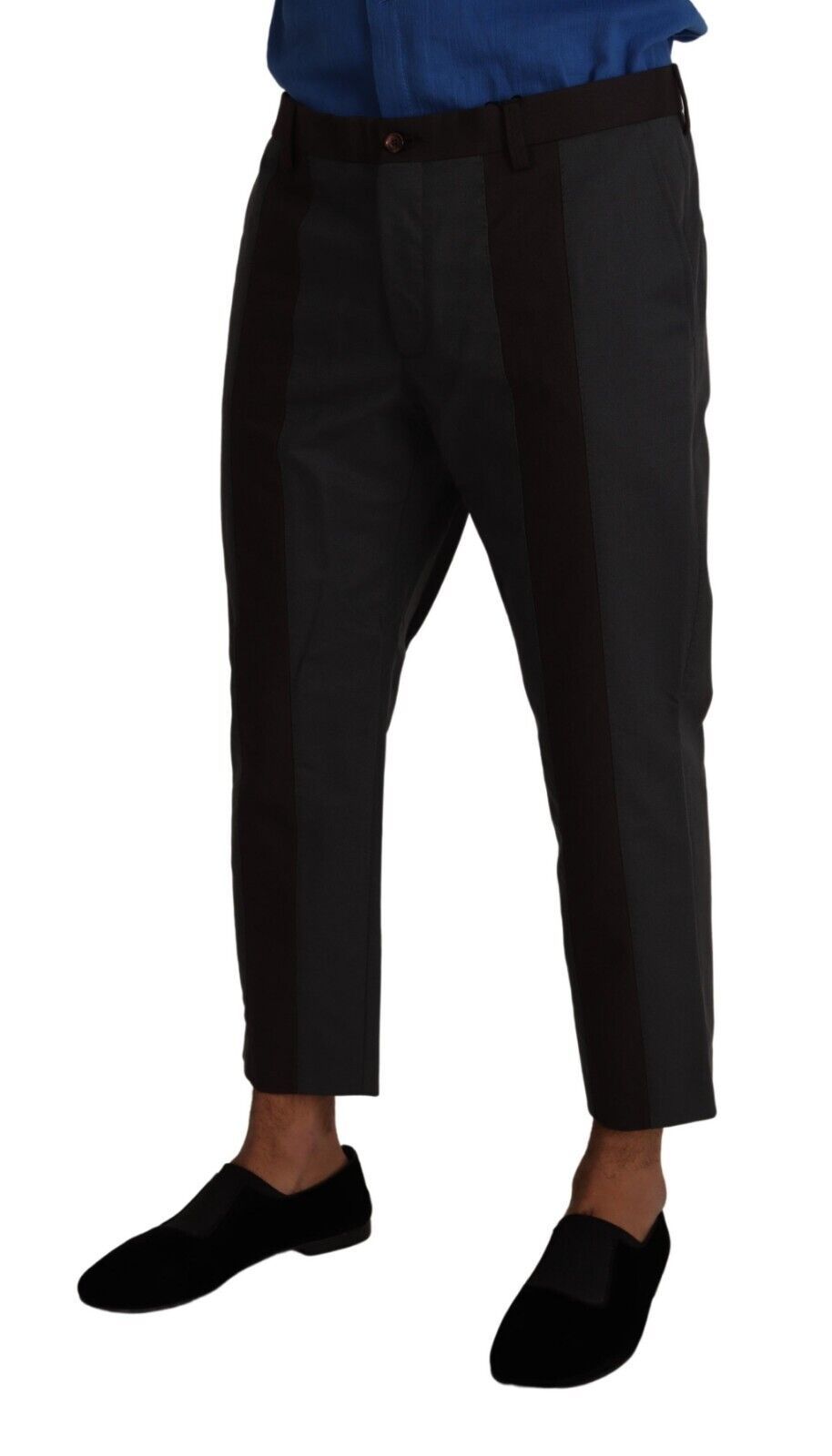 Graue, bordeauxrot gestreifte, kurze Hose von Dolce &amp; Gabbana