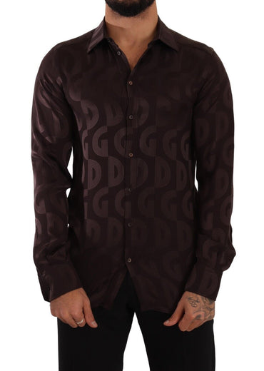 Dolce & Gabbana Elegant Bordeaux Silk Dress Shirt