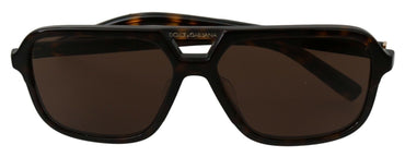 Dolce &amp; Gabbana Braune Piloten-Sonnenbrille mit Leopardenmuster für Herren