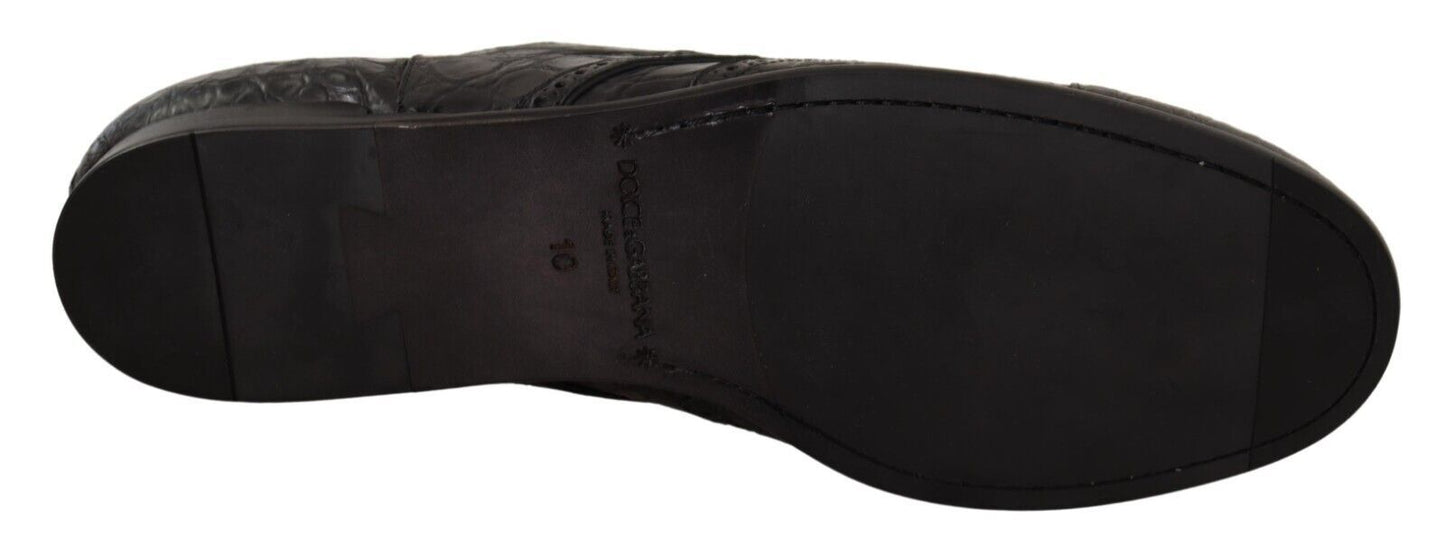 Dolce &amp; Gabbana Schwarze Caiman-Leder-Herren-Derby-Schuhe