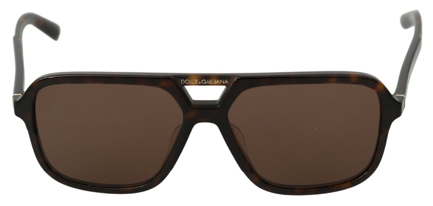 Dolce &amp; Gabbana Braune Piloten-Sonnenbrille mit Leopardenmuster für Herren