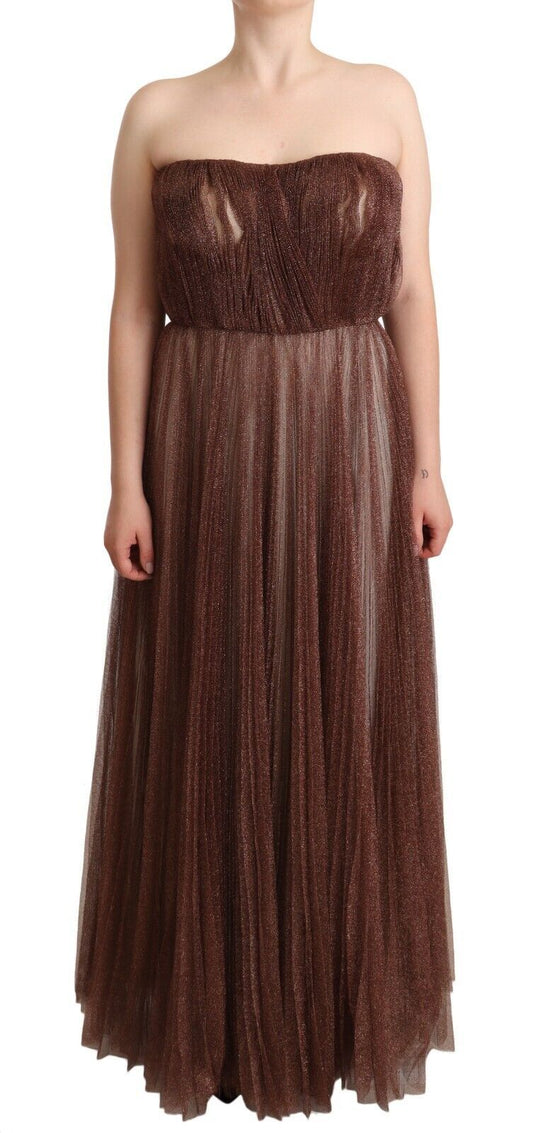 Dolce &amp; Gabbana Maxikleid aus Polyester in Metallic-Bronze