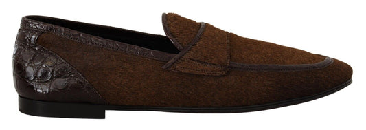 Dolce &amp; Gabbana Braune Slip-On-Loaferschuhe aus exotischem Leder für Herren