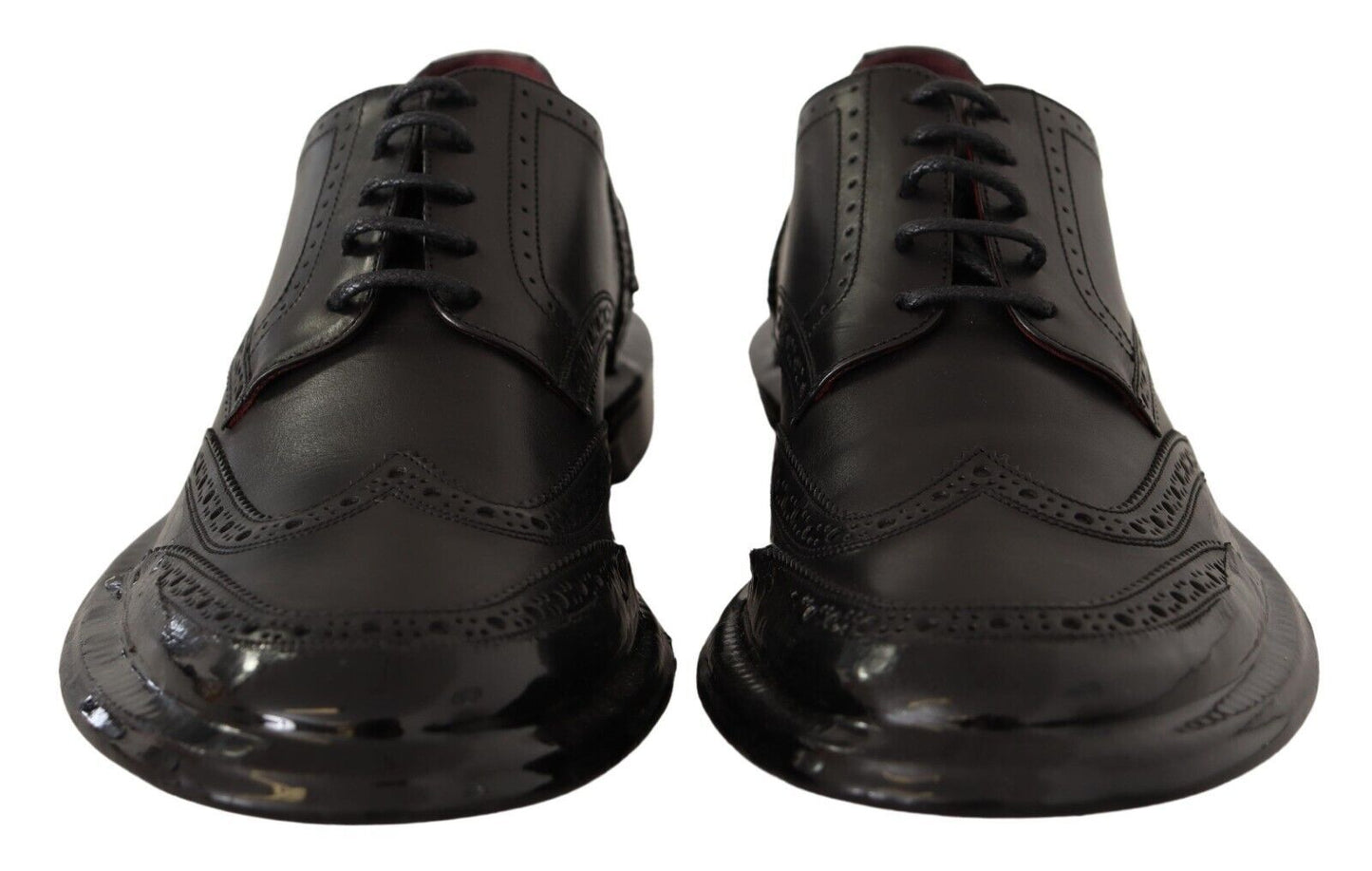 Dolce &amp; Gabbana formelle Oxford-Derby-Schuhe mit Flügelspitze aus schwarzem Leder