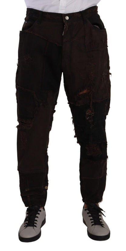 Dolce &amp; Gabbana – Braune Distressed-Jeans aus normalem Denim aus Baumwolle