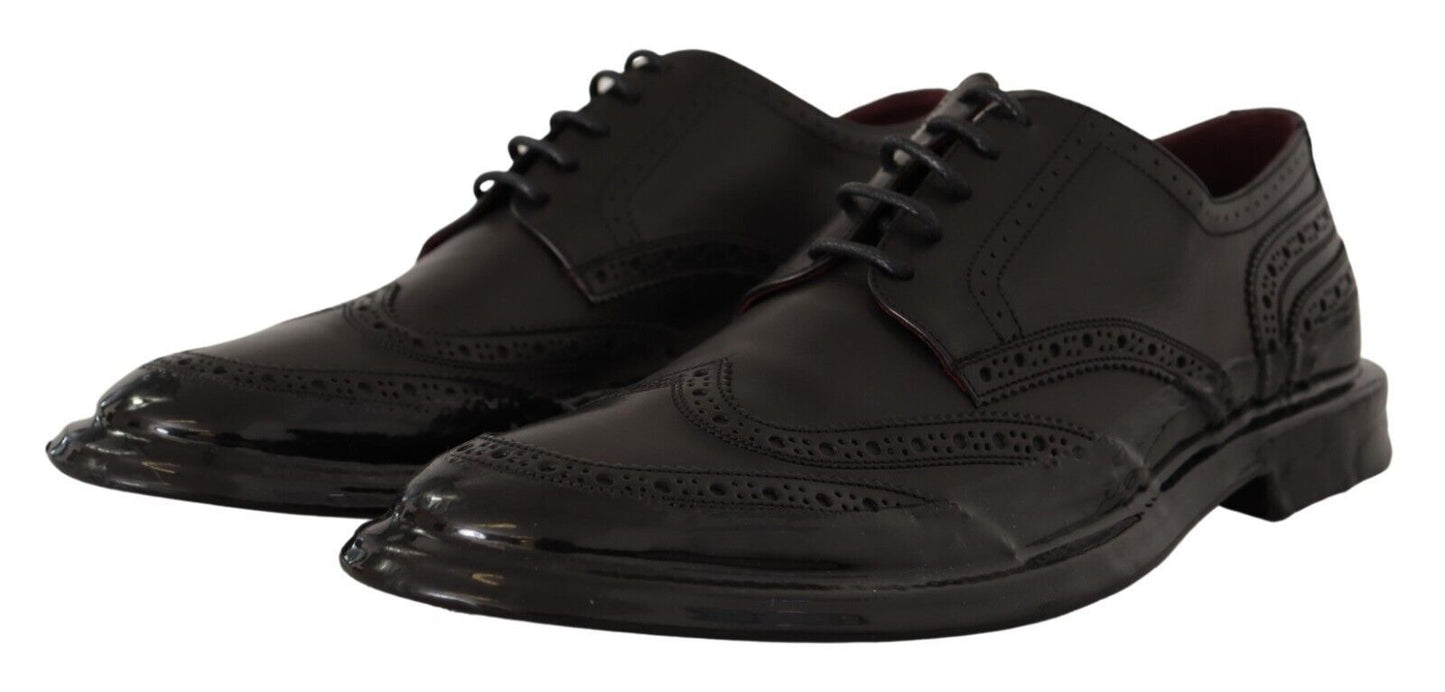 Dolce &amp; Gabbana formelle Oxford-Derby-Schuhe mit Flügelspitze aus schwarzem Leder