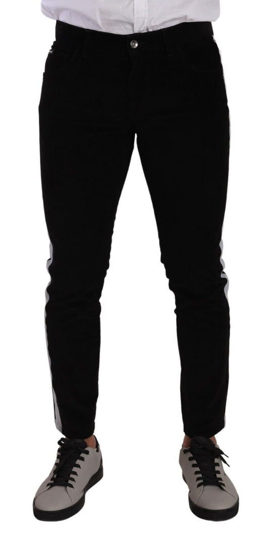 Dolce &amp; Gabbana Schwarze Skinny-Cordjeans aus Baumwollstretch