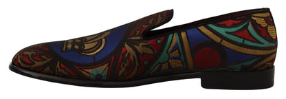 Dolce &amp; Gabbana Mehrfarbige Jacquard-Crown-Slipper-Slipper-Schuhe