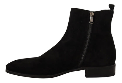 Dolce &amp; Gabbana Chelsea-Herrenstiefel aus schwarzem Wildleder