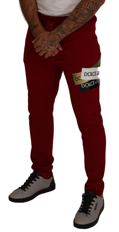 Dolce &amp; Gabbana Jogginghose aus roter Baumwolle mit Logo-Patch