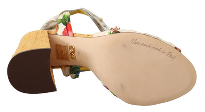 Dolce &amp; Gabbana Mehrfarbige Keira-Sandalen mit Kristallen und Seidenschuhe