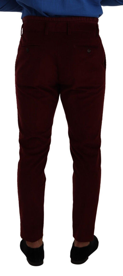 Dolce &amp; Gabbana Bordeaux Velvet Herren formelle Hose