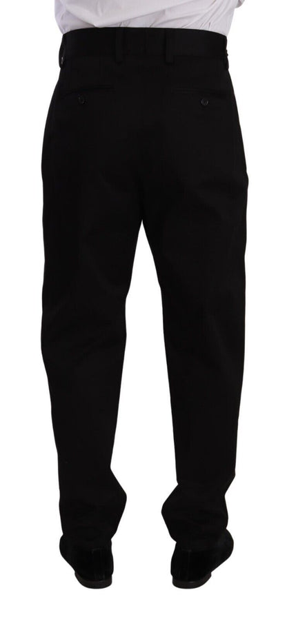 Dolce &amp; Gabbana Herren-Kleiderhose aus schwarzer Baumwolle mit hoher Taille