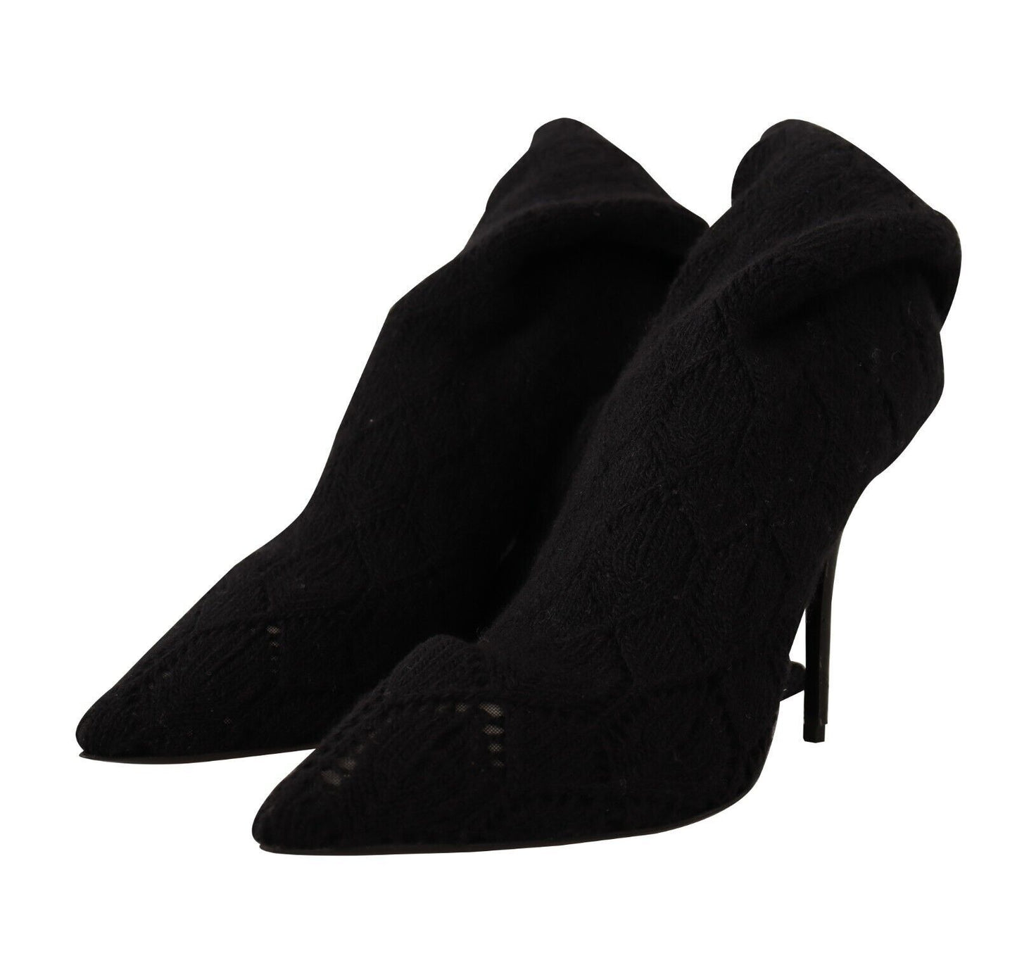 Dolce &amp; Gabbana Schwarze Stretch-Socken, kniehohe Stiefeletten, Schuhe