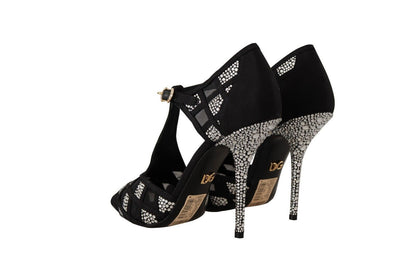 Dolce &amp; Gabbana Pumps mit schwarzen Kristallen und T-Riemen