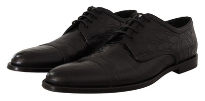 Dolce &amp; Gabbana Schwarze, formelle Derby-Schuhe zum Schnüren aus exotischem Leder