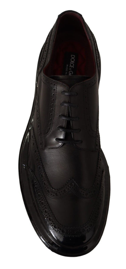 Dolce &amp; Gabbana formelle Oxford-Derby-Schuhe mit Flügelspitze aus schwarzem Leder