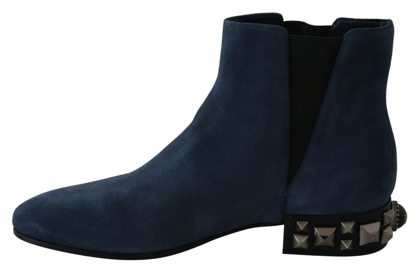 Dolce &amp; Gabbana Blaue, mit Wildleder verzierte Stiefelschuhe mit Nieten