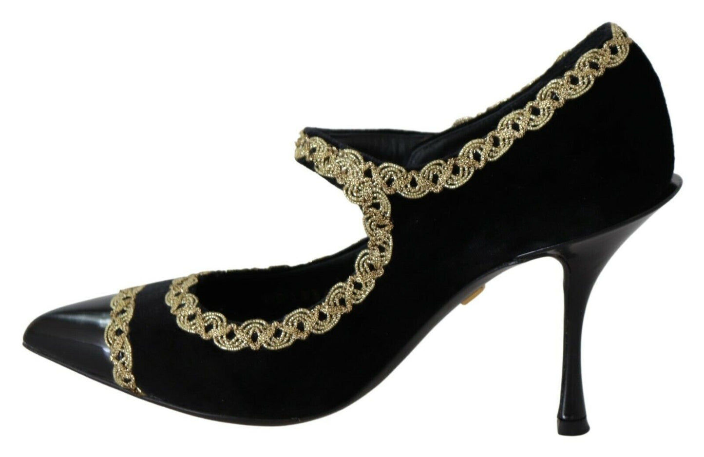 Dolce &amp; Gabbana Schwarze verzierte Mary-Jane-Pumps aus Samt