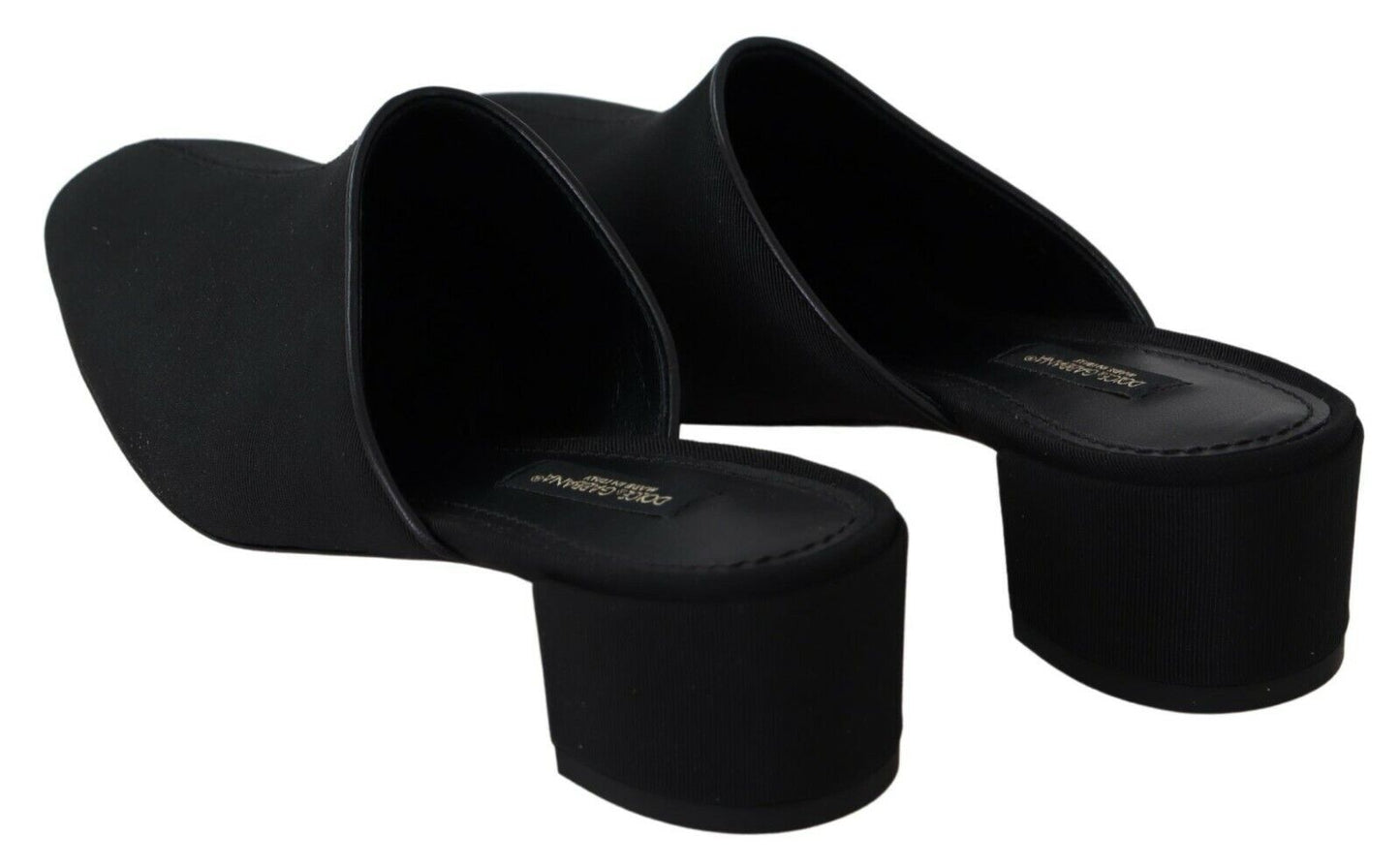 Dolce &amp; Gabbana Schwarze Grosgrain Slides Sandalen Damenschuhe