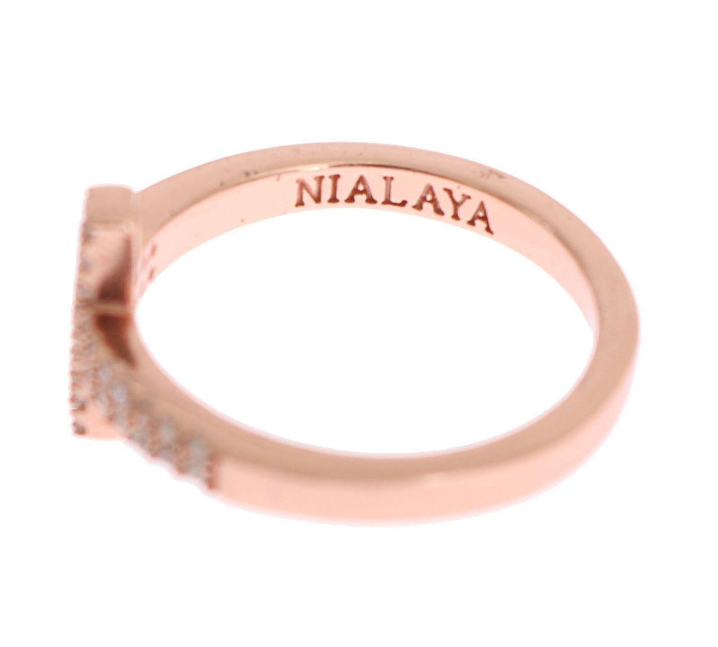 Nialaya Roségold 925 Silber Damen-Kreuz-CZ-Ring