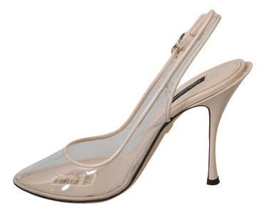 Dolce &amp; Gabbana Slingback PVC Beige Clear High Heels Schuhe