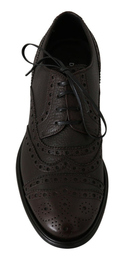 Dolce &amp; Gabbana Braune Flügelspitzen-Derby-Schuhe aus braunem Leder