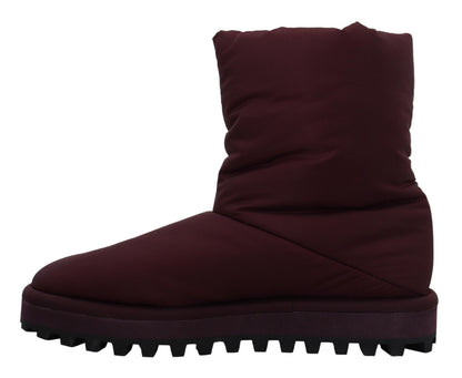 Dolce &amp; Gabbana Bordeaux Nylonstiefel, gepolsterte Halbschuhe