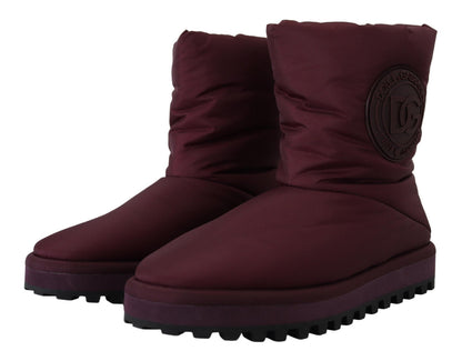 Dolce &amp; Gabbana Bordeaux Nylonstiefel, gepolsterte Halbschuhe