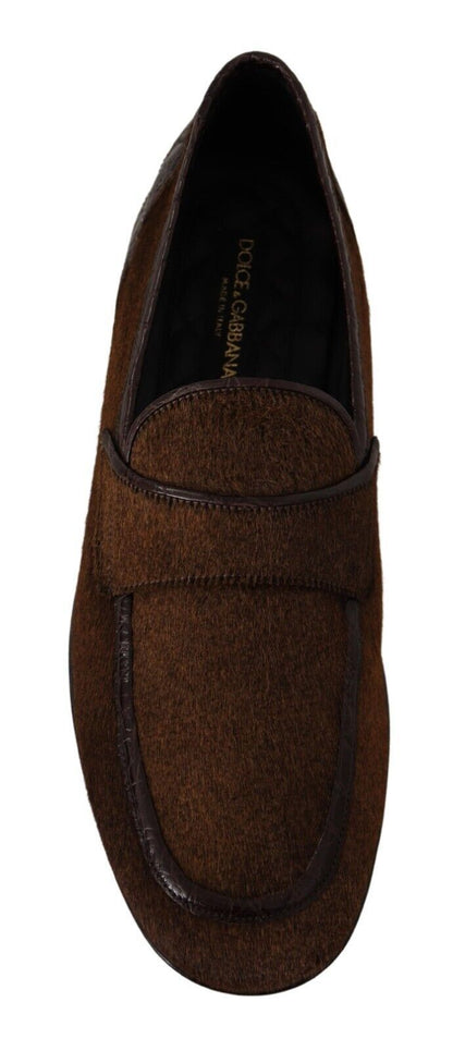 Dolce &amp; Gabbana Braune Slip-On-Loaferschuhe aus exotischem Leder für Herren