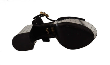 Dolce &amp; Gabbana schwarze Kristalle Knöchelriemen-Plateau-Sandalen-Schuhe