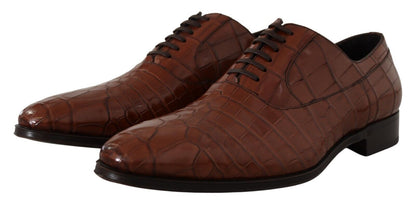 Dolce &amp; Gabbana Braune formelle Derby-Schuhe aus Krokodilleder für Herren