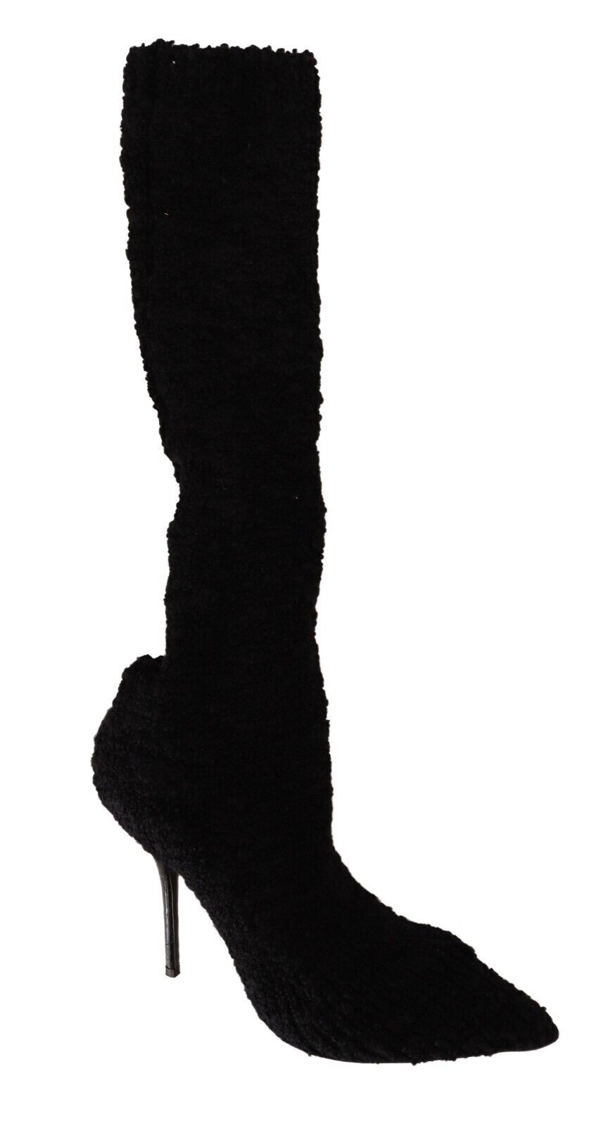 Dolce &amp; Gabbana Schwarze Stretch-Socken, kniehohe Stiefeletten, Schuhe