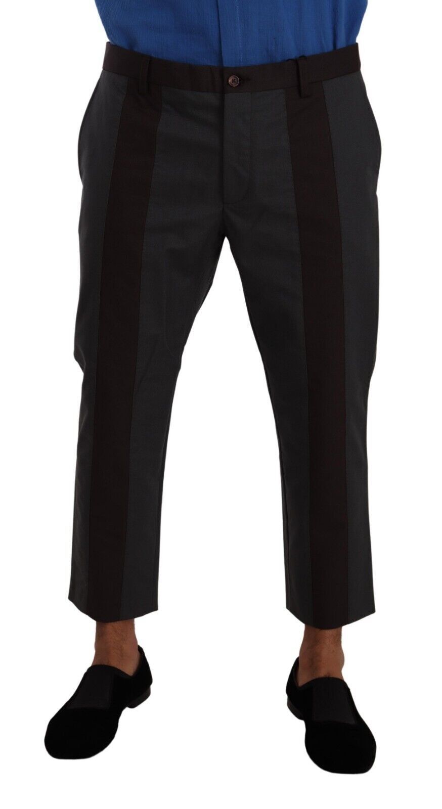 Graue, bordeauxrot gestreifte, kurze Hose von Dolce &amp; Gabbana