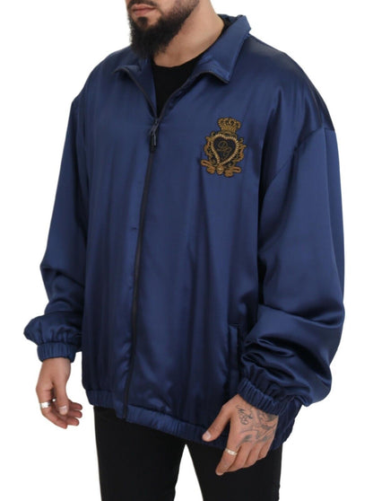 Dolce &amp; Gabbana Blue Heraldic Patch Full Zip KHALED Jacke