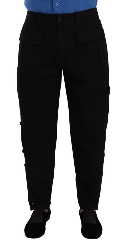 Schwarze, schmal zulaufende Cargohose aus Baumwollstretch von Dolce &amp; Gabbana