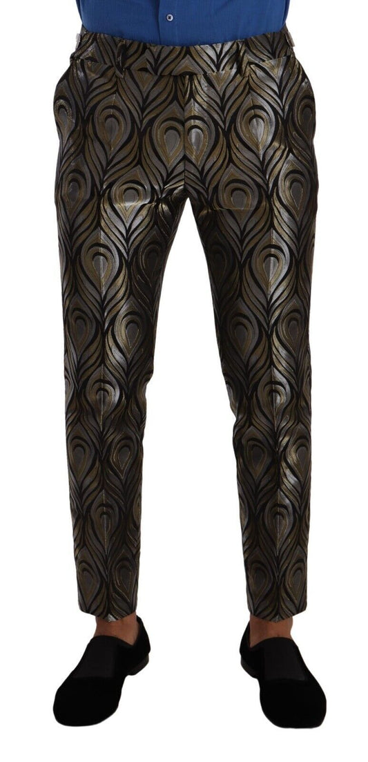 Dolce &amp; Gabbana Silber Gold Jacquard Herrenhose