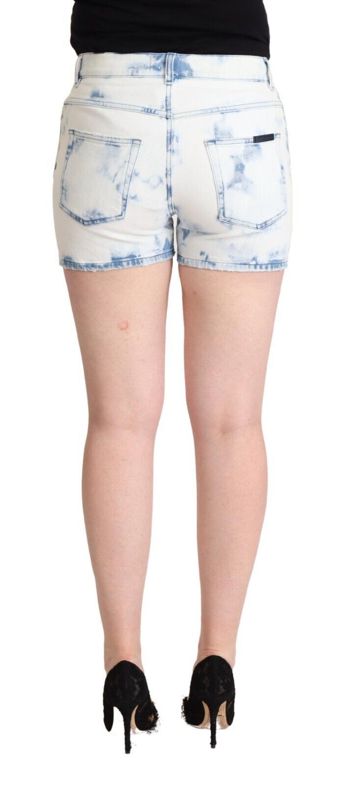 Dolce &amp; Gabbana Denim-Shorts aus Baumwolle mit mittlerer Taille in Weiß und Blau gefärbt