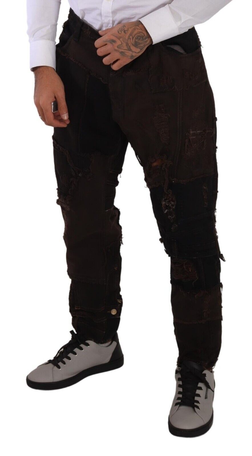 Dolce &amp; Gabbana – Braune Distressed-Jeans aus normalem Denim aus Baumwolle