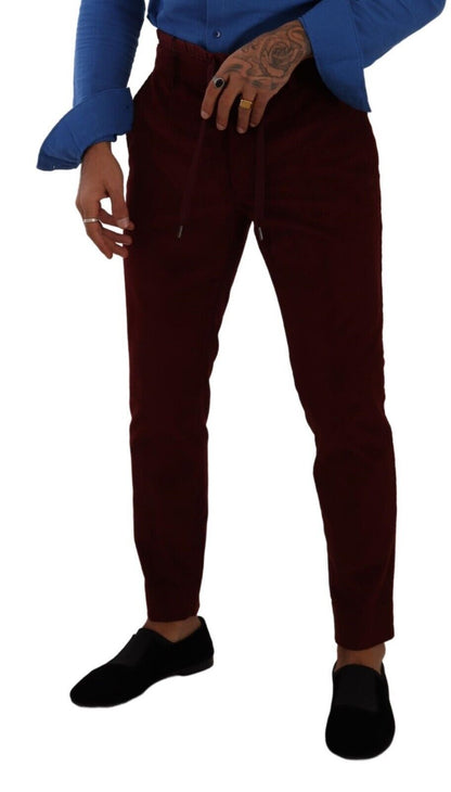 Dolce &amp; Gabbana Bordeaux Velvet Herren formelle Hose