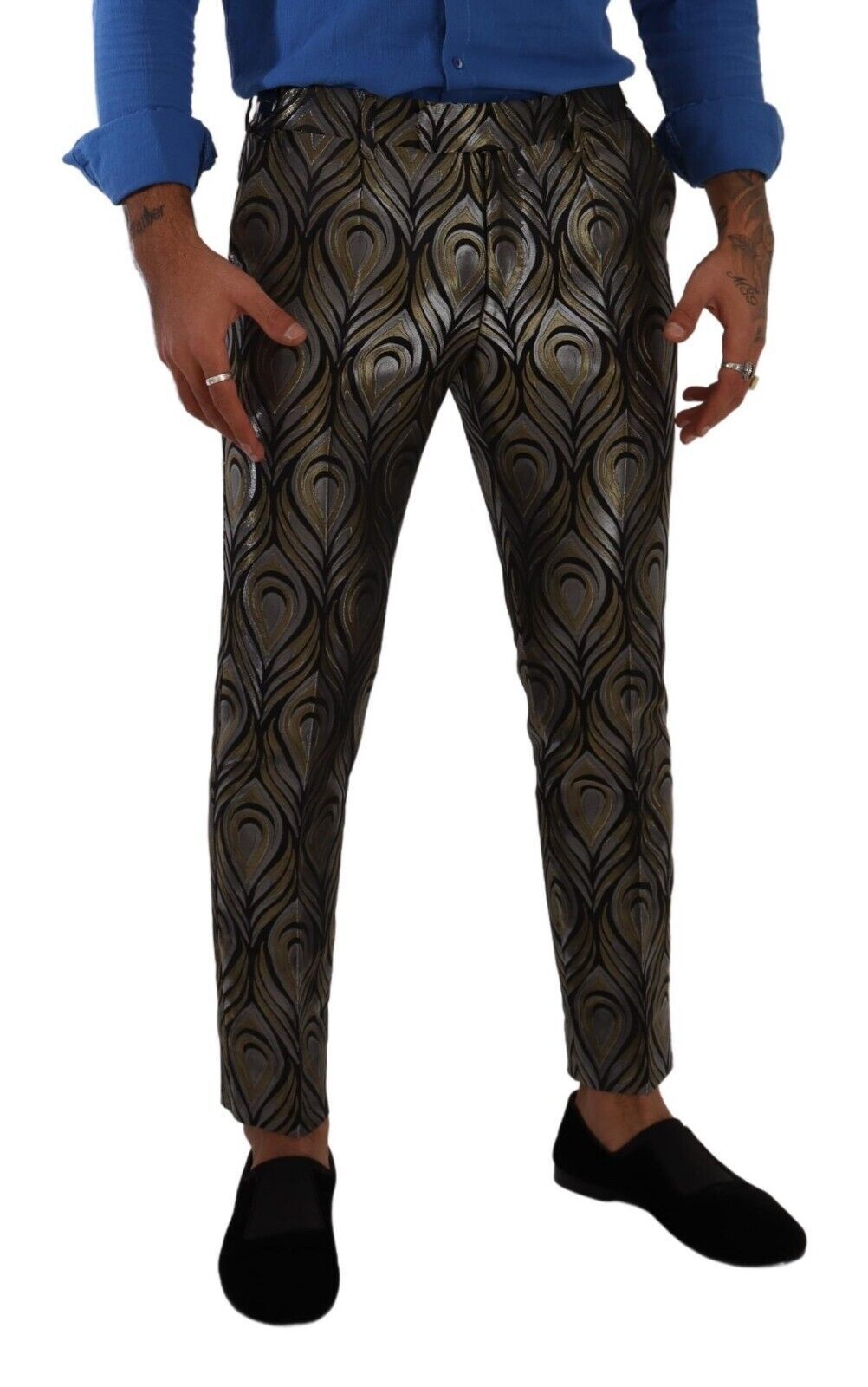 Dolce &amp; Gabbana Silber Gold Jacquard Herrenhose