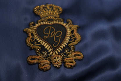 Dolce &amp; Gabbana Blue Heraldic Patch Full Zip KHALED Jacke