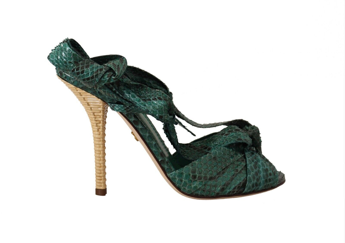 Dolce &amp; Gabbana Emerald Exotic Leather Heels Sandalen Schuhe