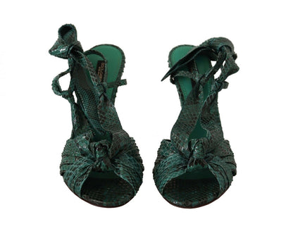 Dolce &amp; Gabbana Emerald Exotic Leather Heels Sandalen Schuhe