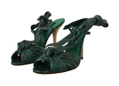 Dolce &amp; Gabbana Emerald Exotic Leather Heels Sandalen Schuhe