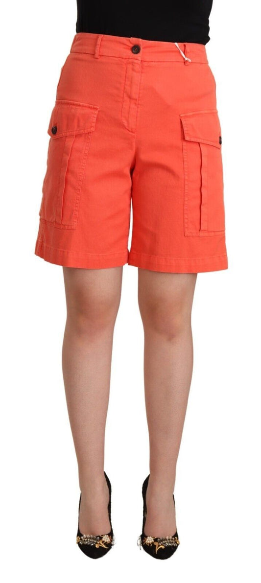 Peserico Orange Baumwoll-Cargo-Freizeitshorts mit hoher Taille