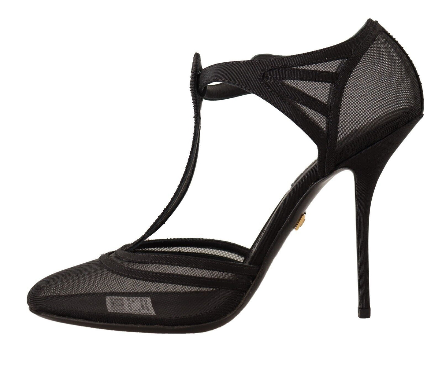 Dolce &amp; Gabbana schwarze Mesh-Pumps mit T-Riemen und Stiletto-Absätzen