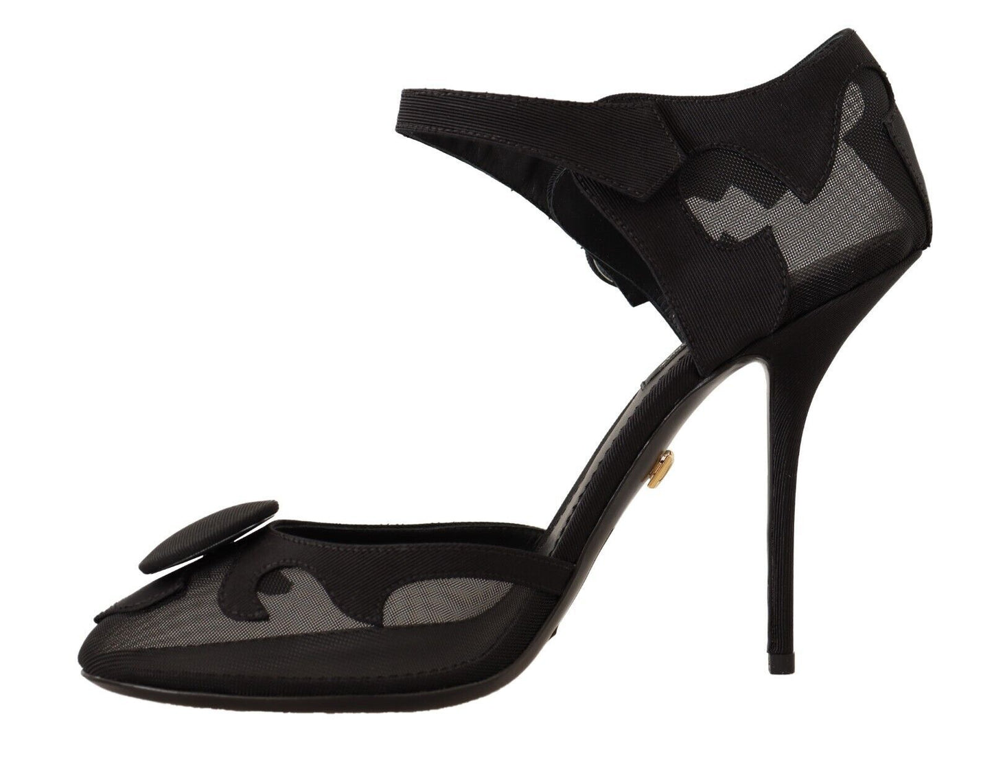 Dolce &amp; Gabbana Schwarze Mesh-Stiletto-Pumps mit Knöchelriemen